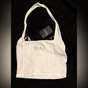 Forever 21 White Ribbed Crop Top